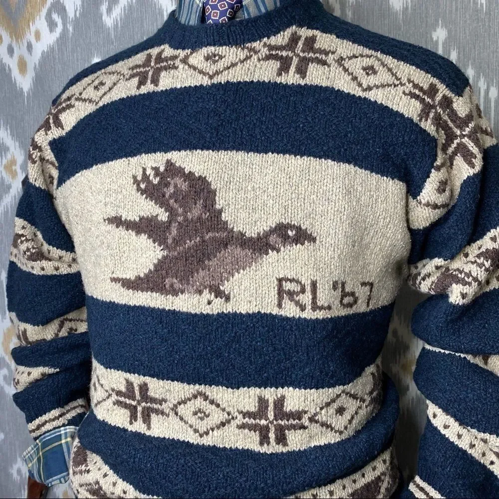 Polo Sport 1999 Vintage RL67  Hand-knit Mallard Duck Sweater